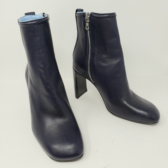 New Rag & Bone Navy Blue Leather Booties Ankle - Picture 2 of 8